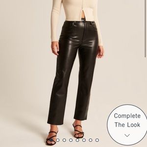 Abercrombie curve love vegan leather ankle straight pants on black